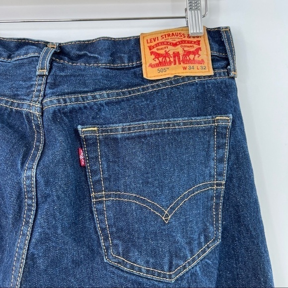 LEVI’S 505’s dark wash straight leg jeans size 34” - Picture 4 of 8
